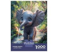 Puzzle Da 1000 Pezzi Per Adolescenti Cute Elephant in Jungle Stream Puzzle Per Adolescenti Giocattoli Antistress Regalo Di Compleanno, Natale 38x26cm/1000pcs