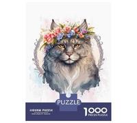 Puzzle Da 1000 Pezzi Per Adolescenti Cute Floral Siberian Cat Puzzle Per Adulti Giochi Rilassanti Taglio Di Precisione Regali Per Amici E Familiari 52x38cm/1000pcs