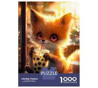 Puzzle Da 1000 Pezzi Per Adolescenti Cute Fox Drinking Boba Tea Puzzle Gioco Rompicapo Ma Divertente E Umoristico Regali Unici Per Compleanno E Natale 52x38cm/1000pcs