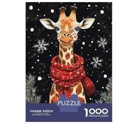 Puzzle Da 1000 Pezzi Per Adolescenti Cute Giraffe in Winter Scarf Puzzle Per Adulti Giochi Rilassanti Corsa Di Velocità Manuale Regali Di Natale E Compleanno 70x50cm/1000pcs