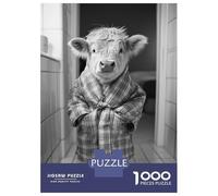 Puzzle Da 1000 Pezzi Per Adolescenti Cute Highland Cow in Robe Funny Bathroom Poster Puzzle Per Adulti Giochi Per Famiglie Regalo Di Compleanno Aiuta Ad Allenare Il Cervello 52x38cm/1000pcs