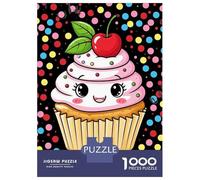 Puzzle Da 1000 Pezzi Per Adolescenti Cute Kawaii Cupcake with Cherry Topping Puzzle Per Adulti Giocattolo Decorazione Da Parete Corsa Di Velocità Manuale Sfida Da Completare 70x50cm/1000pcs