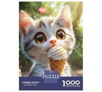 Puzzle Da 1000 Pezzi Per Adolescenti Cute Kitten Eating Ice Cream Puzzle Per Adulti Gioco Rompicapo Analisi E Logica Aiuta Ad Allenare Il Cervello 70x50cm/1000pcs