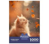 Puzzle Da 1000 Pezzi Per Adolescenti Cute Kitten in Autumn Leaves Puzzle Per Adulti Giochi Rilassanti Analisi E Logica Regali Unici Per Compleanni 52x38cm/1000pcs