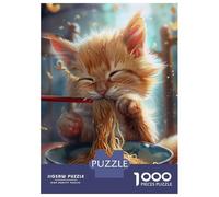 Puzzle Da 1000 Pezzi Per Adolescenti Cute Kitten Ramen Noodles Puzzle Per Adolescenti Giocattoli Fai Da Te Corsa Di Velocità Manuale Regali Unici Per Compleanno E Natale 38x26cm/1000pcs
