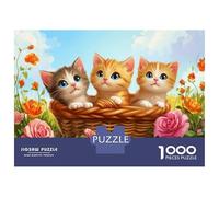 Puzzle Da 1000 Pezzi Per Adolescenti Cute Kittens in Basket Puzzle Per Adulti Giochi Per Famiglie Regalo Di Compleanno Aiuta Ad Allenare Il Cervello 70x50cm/1000pcs
