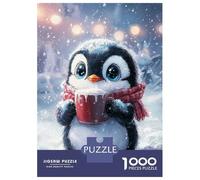 Puzzle Da 1000 Pezzi Per Adolescenti Cute Penguin with Hot Cocoa Puzzle Per Adulti Gioco Rompicapo Regalo Di Compleanno Aiuta Ad Allenare Il Cervello 70x50cm/1000pcs