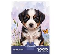 Puzzle Da 1000 Pezzi Per Adolescenti Cute Puppy with Butterfly Puzzle Per Adolescenti Gioco Pratico Un'opera D'arte Regali Unici Per Compleanno E Natale 52x38cm/1000pcs