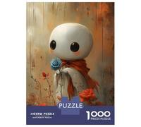 Puzzle Da 1000 Pezzi Per Adolescenti Cute Sheet Ghost with Blue Rose Puzzle Per Adulti Giocattolo Decorazione Da Parete Sfida Difficile Impegnativo Da Completare 38x26cm/1000pcs