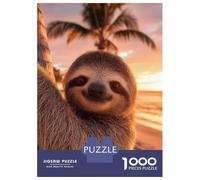 Puzzle Da 1000 Pezzi Per Adolescenti Cute Sloth on A Tropical Beach Sunset Puzzle Per Adulti Giocattoli Antistress Vacanza A Casa Passatempo Riduzione Dello Stress Regali 38x26cm/1000pcs