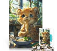 Puzzle da 1000 pezzi per adolescenti Cute Tiger Mangiare Noodles Präzisionsschnitt Geeignet für die Schreibtischdekoration75x50cm