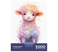 Puzzle Da 1000 Pezzi Per Adolescenti Cute Watercolor Baby Sheep Puzzle Per Adolescenti Giocattoli Fai Da Te Corsa Di Velocità Manuale Regali Unici Per Compleanno E Natale 70x50cm/1000pcs
