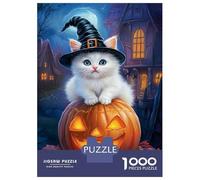 Puzzle Da 1000 Pezzi Per Adolescenti Cute Witch Cat on Pumpkin Puzzle Per Adolescenti Giocattoli Antistress Regalo Di Compleanno, Natale 70x50cm/1000pcs