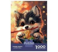 Puzzle Da 1000 Pezzi Per Adolescenti Cute Wolf Eating Noodles-4 Puzzle Per Adolescenti Gioco Pratico Decorazione Perfetta Per È Ideale Come Regalo 38x26cm/1000pcs