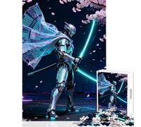 Puzzle da 1000 pezzi per adolescenti Cyberpunk Robot Samurai con Neon Katana Giocattolo educativo Regalo di compleanno Gioco rompicapo Decompressione intellettuale Dimensioni 50x75cm