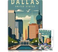 Puzzle da 1000 pezzi per adolescenti Dallas Texas Stati Uniti Gioco di sfida unico Sfida difficile Regalo per compleanni Dimensioni 38x52cm