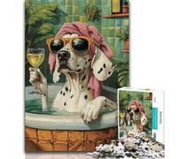 Puzzle da 1000 pezzi per adolescenti "Dalmata in bagno" per adulti e adolescenti con pezzi completamente interconnessi e di forma casuale per bambini di 14 anni (50x75cm)