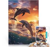 Puzzle da 1000 pezzi per adolescenti Danza del tramonto dei delfini Taglio di precisione Ogni pezzo è unico - Gioco divertente e stimolante per tutta la famiglia 50x70cm