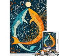 Puzzle da 1000 pezzi per adolescenti danza delle balene sotto la luna gioco rilassante analisi e logica decorazione da parete compleanno e Natale (38x26cm)