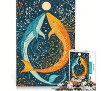 Puzzle da 1000 pezzi per adolescenti Danza delle balene sotto la luna Gioco rilassante stimolante da completare ideale per rafforzare l'amore tra le coppie 38x26cm
