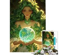 Puzzle da 1000 pezzi per adolescenti Dea della Terra che tiene un globo puzzle per adulti giochi rilassanti decorazione perfetta ideale come regalo (dimensioni 38x52cm)