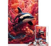 Puzzle da 1000 pezzi per adolescenti decorazione da parete con balena assassina e barriera corallina ottimo regalo per giochi educativi Ogni pezzo è unico Dimensioni: 38x26cm