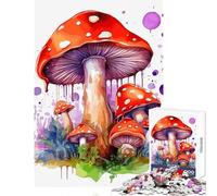 Puzzle da 1000 pezzi per adolescenti decorazione da parete con giocattolo a forma di fungo acquerello ottimo regalo per giochi educativi ogni pezzo è unico - Dimensioni 38x52cm