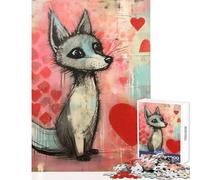 Puzzle da 1000 pezzi per adolescenti decorazione da parete con volpe grigia innamorata regalo perfetto per giochi educativi ogni pezzo è unico - Dimensioni 50x75cm