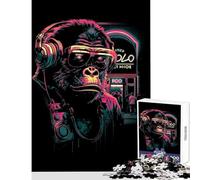 Puzzle da 1000 pezzi per adolescenti decorazione per la casa con gorilla al neon giocattoli regalo di compleanno giochi rilassanti per compleanno Natale dimensioni 38x26cm