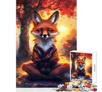 Puzzle da 1000 pezzi per adolescenti decorazione per la casa con volpe in meditazione zen ottimo regalo gioco pratico lista dei desideri con Babbo Natale dimensioni 38x26cm