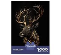 Puzzle Da 1000 Pezzi Per Adolescenti Deer Black Gold Puzzle Per Adolescenti Giocattolo Decorazione Da Parete Regali Per Donne Regalo Di Compleanno, Regali, 38x26cm/1000pcs