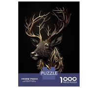 Puzzle Da 1000 Pezzi Per Adolescenti Deer Black Gold Puzzle Per Adulti Giochi Divertenti Regali Per Donne Regali Unici Di Compleanno E Natale 70x50cm/1000pcs