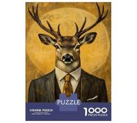 Puzzle Da 1000 Pezzi Per Adolescenti Deer in A Suit Puzzle Per Adolescenti Giochi Per Famiglie Sfida Difficile Regali Di Compleanno E Unici 52x38cm/1000pcs