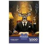 Puzzle Da 1000 Pezzi Per Adolescenti Deer in Suit Painting Puzzle Per Adulti Gioco Per Famiglie Divertente E Spiritoso Regali Di Natale E Compleanno 70x50cm/1000pcs