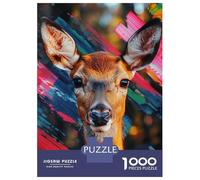 Puzzle Da 1000 Pezzi Per Adolescenti Deer Portrait with Abstract Background Puzzle Per Adulti Giochi Divertenti Regali Per Donne Regali Unici Di Compleanno E Natale 38x26cm/1000pcs