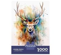 Puzzle Da 1000 Pezzi Per Adolescenti Deer Watercolor Puzzle Per Adulti Giochi Rilassanti Decorazione Per La Casa Regali Di Compleanno E Unici 52x38cm/1000pcs