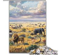 Puzzle da 1000 pezzi per adolescenti del mondo animale africano, antistress con pezzi completamente interconnessi di forma casuale per ragazzi dai 14 anni in su (dimensioni 50x75cm)