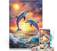 Puzzle da 1000 pezzi per adolescenti Delfini che saltano al tramonto arcobaleno Analisi e logica perché è ideale come regalo per tutta la famiglia 75x50cm