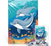 Puzzle da 1000 pezzi per adolescenti Delfini nella barriera corallina Gioco educativo per famiglie Giocattoli per la decorazione della casa 38x26cm