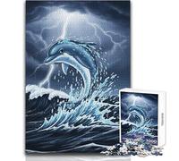 Puzzle da 1000 pezzi per adolescenti Delfino che salta Oceano in tempesta Sfida difficile Gioco educativo Regali per donne e uomini (dimensioni 50x75cm)