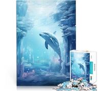 Puzzle da 1000 pezzi per adolescenti Delfino nel mondo di ghiaccio Giocattoli educativi Attività divertenti a casa, regali di compleanno, regali di viaggio, 38x26cm