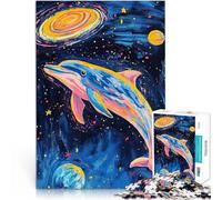 Puzzle da 1000 pezzi per adolescenti Delfino tra le stelle Gioco intellettuale giocattolo Decorazione murale Regali unici per compleanno e Natale 38x26cm