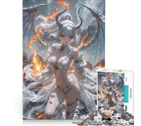 Puzzle da 1000 pezzi per adolescenti: Demone dai capelli bianchi con il fuoco gioco pratico assemblaggio di modelli compleanno e Natale 50x75cm