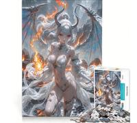 Puzzle da 1000 pezzi per adolescenti: Demone dai capelli bianchi con il fuoco gioco pratico divertente e spiritoso regalo di compleanno e originale 38x52cm