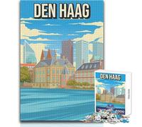 Puzzle da 1000 pezzi per adolescenti Den Haag The Hague Cityscape Skyline Gioco educativo per famiglie Regalo di compleanno Opera d'arte Dimensioni 38x26cm