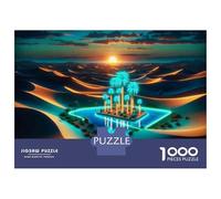Puzzle Da 1000 Pezzi Per Adolescenti Desert Oasis with Neon Lights Puzzle Per Adulti Giocattoli Antistress Taglio Di Precisione Regali Di Natale E Compleanno 70x50cm/1000pcs