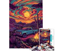 Puzzle da 1000 pezzi per adolescenti deserto tramonto camion psichedelico puzzle per adulti gioco rilassante decorazione murale sfida educativa (dimensioni 38x26cm)