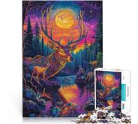 Puzzle da 1000 pezzi per adolescenti Dipingere a colori i cervi Giochi educativi Decorazione della casa perché è ideale come regalo per tutta la famiglia 52x38cm
