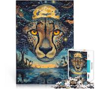 Puzzle da 1000 pezzi per adolescenti Dipingere a colori il ghepardo Difficile Duro Decorazione murale Regali unici per compleanno e Natale 38x26cm
