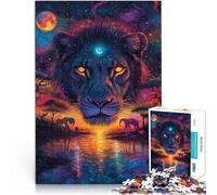 Puzzle da 1000 pezzi per adolescenti Dipingere a colori il leone giochi divertenti per famiglie con poster abbinato e foglio di quiz 75x50cm